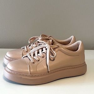 ASOS Shoes Dusty Cream Faux Leather Lace Up Platform Sneakers Size 7.5